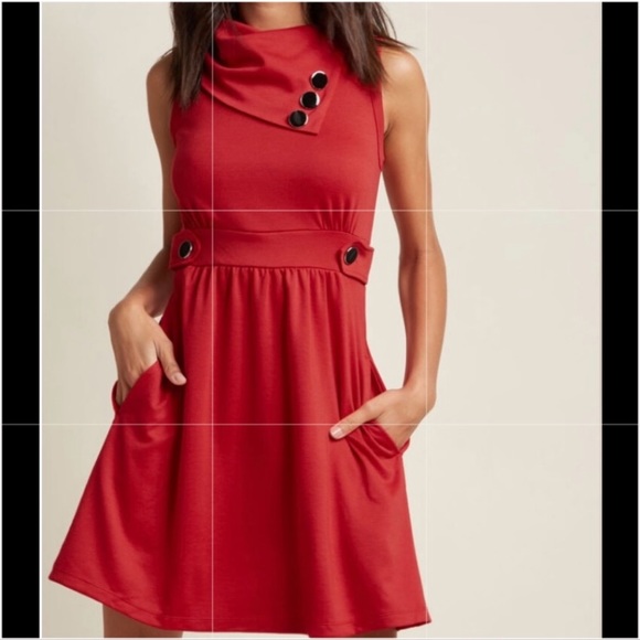 Modcloth Coach Tour A-Line Dress in Red - Picture 3 of 10